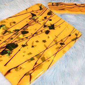 Glass serving tray with sauce holder